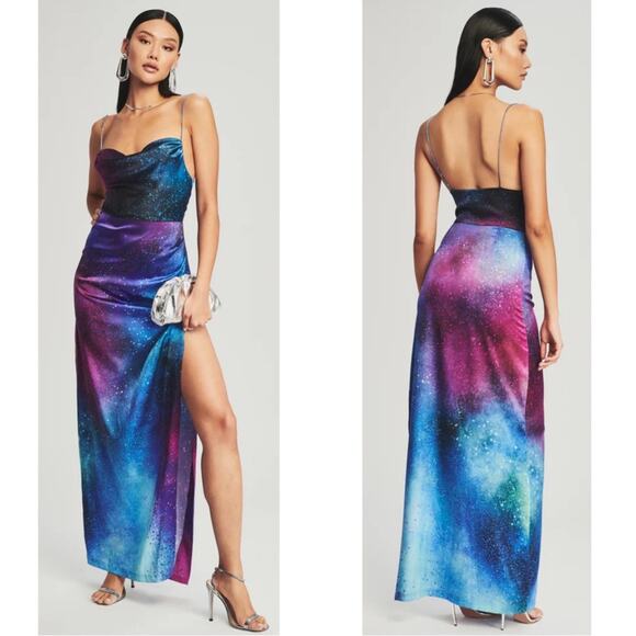 Retrofete Dresses & Skirts - Retrofete Purple Solar Marlene Silk Cowl Neck Maxi Dress Size Small